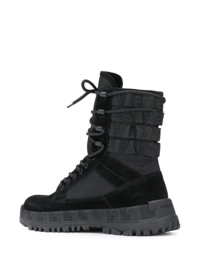 Shop Versace Lace-up Combat Boots In Black