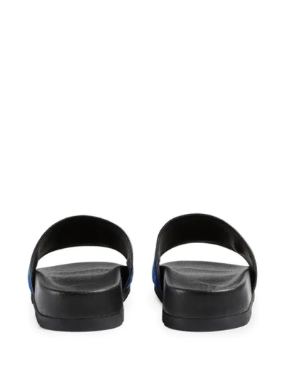 Shop Gucci Off The Grid Logo Patch Slides In Blue