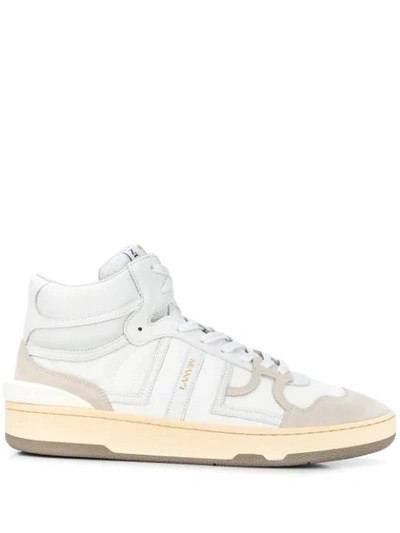 Lanvin Clay Mid Sneakers In White Leather And Fabric | ModeSens