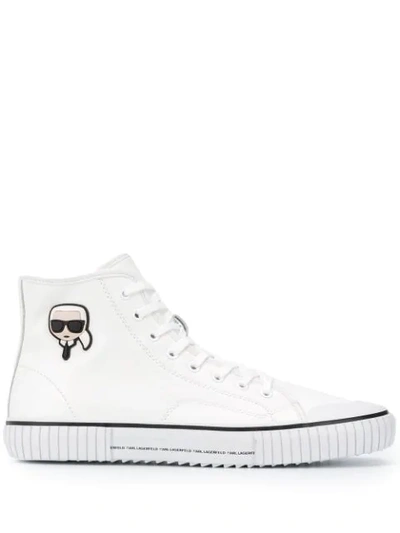 Shop Karl Lagerfeld Karl Motif Hi-top Sneakers In White