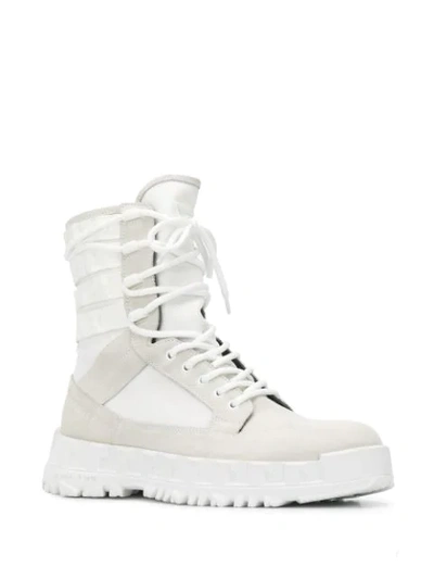 Shop Versace Mid-calf Lace-up Sneakers In White