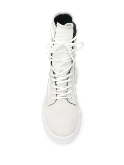 Shop Versace Mid-calf Lace-up Sneakers In White