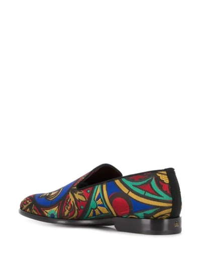 Shop Dolce & Gabbana Embroidered Loafers In Brown