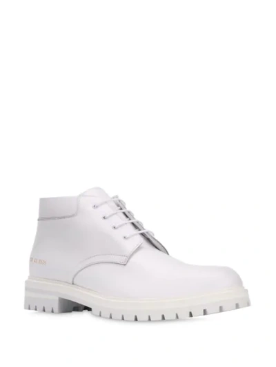 Shop Common Projects Leather Work Boots In White