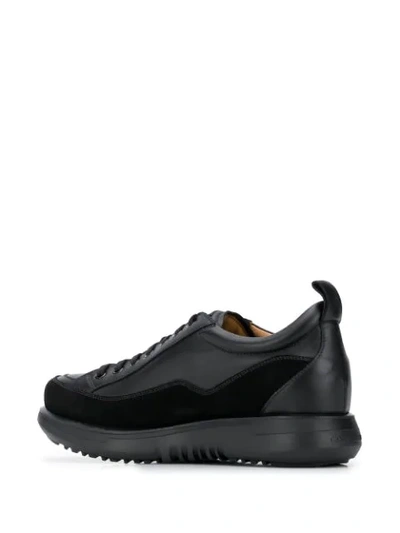 Shop Giorgio Armani Lace-up Platform Sole Sneakers In Black