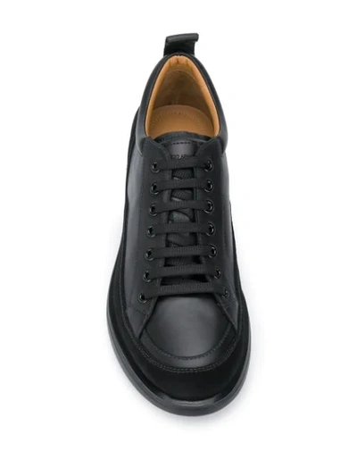 Shop Giorgio Armani Lace-up Platform Sole Sneakers In Black