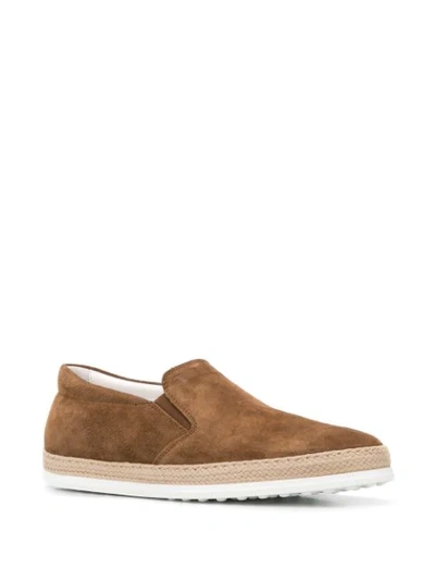 Shop Tod's Slip-on Leather Shoes In Brown
