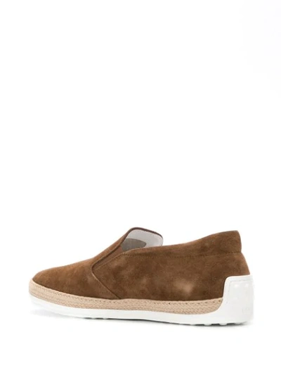 Shop Tod's Slip-on Leather Shoes In Brown