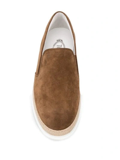 Shop Tod's Slip-on Leather Shoes In Brown