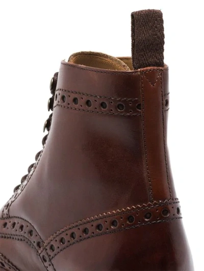 Shop Grenson Fred Brogue Lace-up Boots In Brown