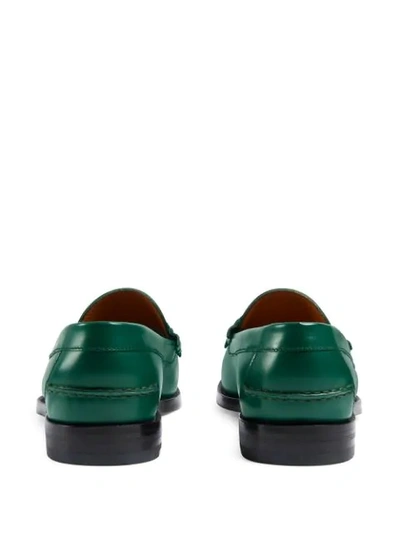 Shop Gucci Double G Leather Loafers In Green