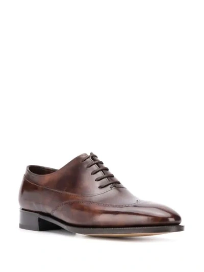 Shop John Lobb Lace Up Perforated-detail Oxford Shoes In Brown