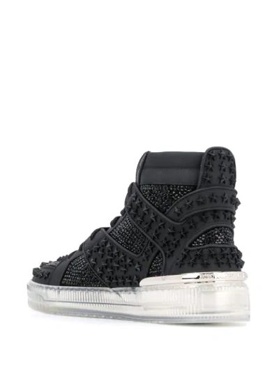 Shop Philipp Plein Crsytal-embellished High-top Sneakers In Black