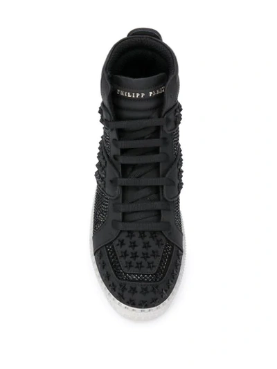 Shop Philipp Plein Crsytal-embellished High-top Sneakers In Black