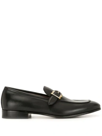 Shop Ferragamo Buckle-fastening Leather Loafers In Black