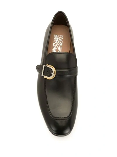 Shop Ferragamo Buckle-fastening Leather Loafers In Black