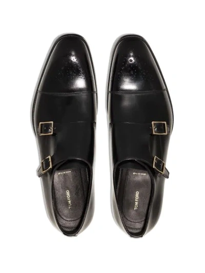 Shop Tom Ford Edgar Monk Strap Shoes In Black