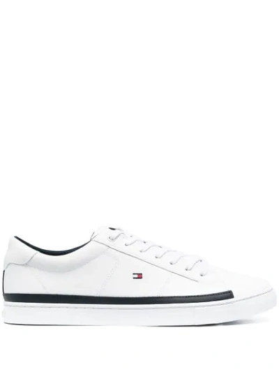 Shop Tommy Hilfiger Embroidered-logo Low-top Sneakers In White