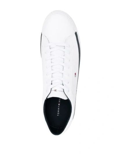 Shop Tommy Hilfiger Embroidered-logo Low-top Sneakers In White