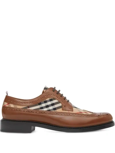 Shop Burberry Vintage Check Brogues In Brown