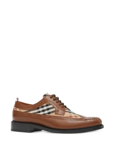 Shop Burberry Vintage Check Brogues In Brown