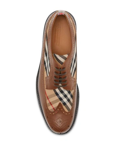 Shop Burberry Vintage Check Brogues In Brown