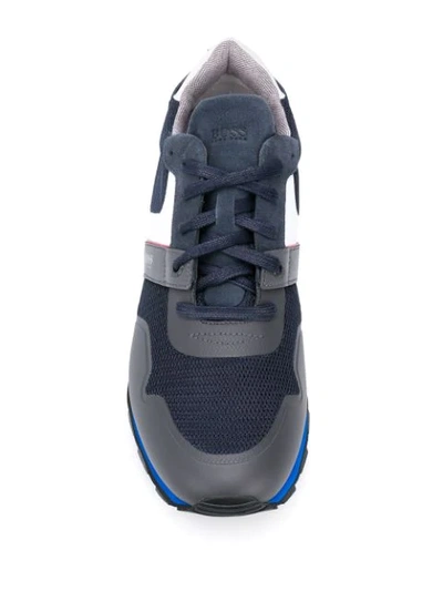 Shop Hugo Boss Colour Block Low-top Sneakers In Blue