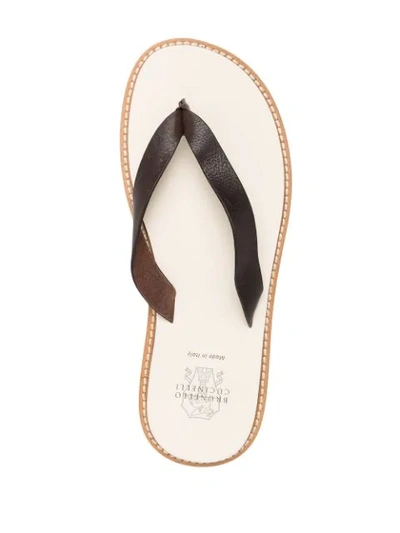 Shop Brunello Cucinelli Leather Toe Strap Sandals In Brown