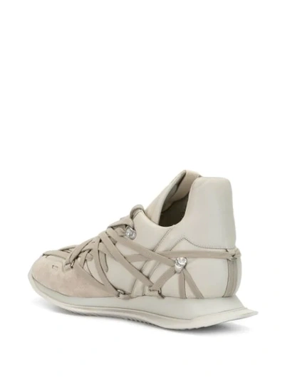 Shop Rick Owens Web-style Lace-up Sneakers In Neutrals