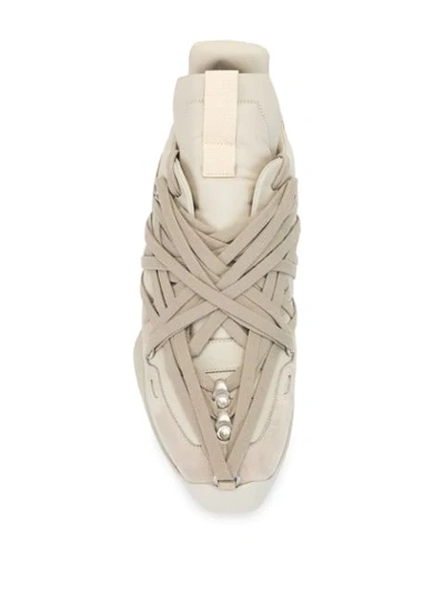 Shop Rick Owens Web-style Lace-up Sneakers In Neutrals