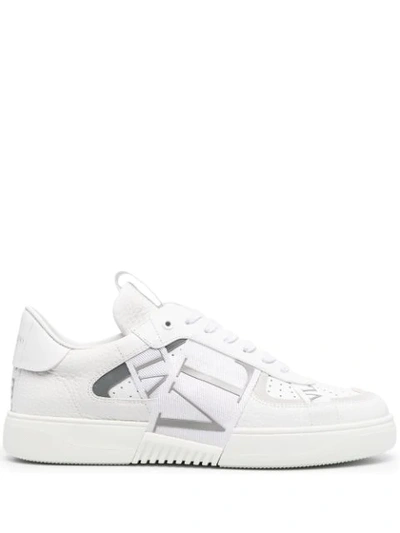 Shop Valentino Logo-print Stripe-detail Sneakers In White
