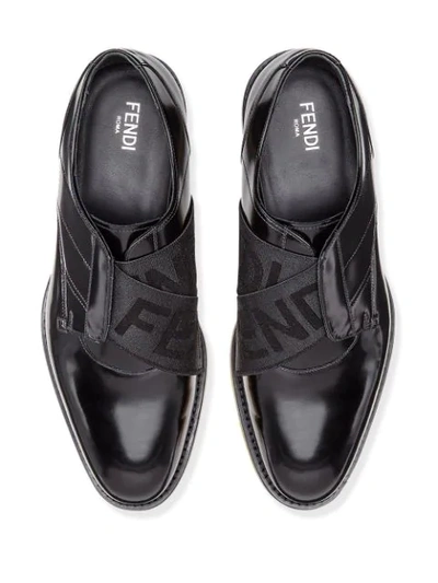 Shop Fendi Jacquard Logo Detail Loafers In Black