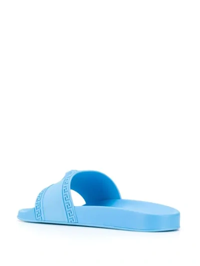 Shop Versace Medusa Logo Slides In Blue