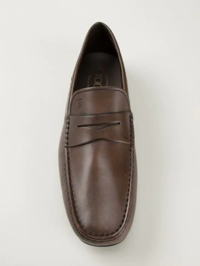 Shop Tod's City Gommino Loafers In Brown