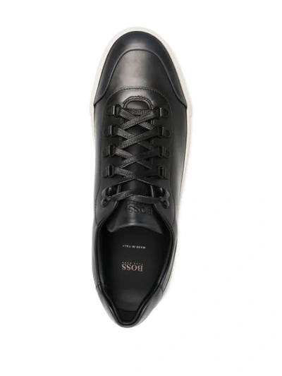 Shop Hugo Boss Mirage Leather Sneakers In Black