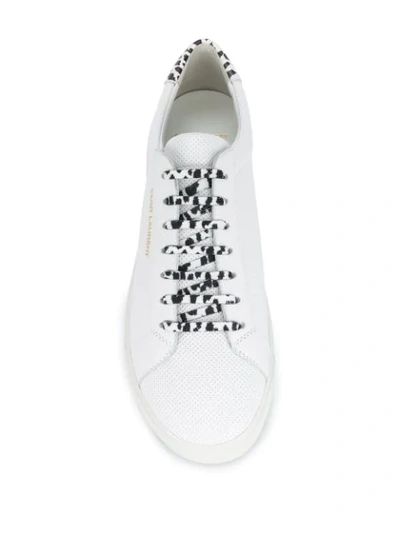 Saint Laurent White Babycat Print Perforated Calfskin Andy Sneakers In White