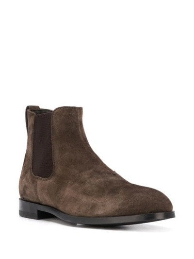 Shop Ermenegildo Zegna Leather Ankle Boots In Brown
