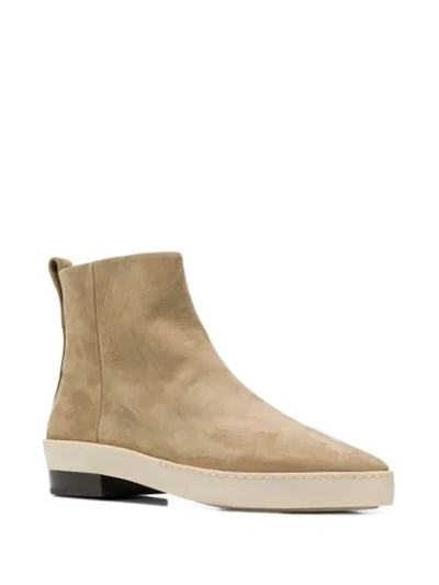 Shop Fear Of God Side Zip Ankle Boots In Neutrals