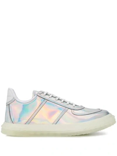 Shop Giuseppe Zanotti Round Toe Holographic-effect Sneakers In Metallic