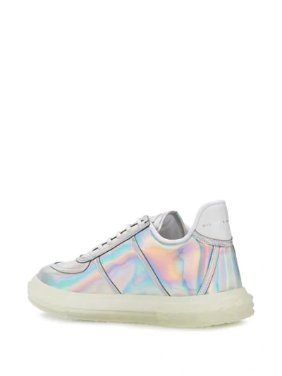 Shop Giuseppe Zanotti Round Toe Holographic-effect Sneakers In Metallic