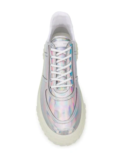 Shop Giuseppe Zanotti Round Toe Holographic-effect Sneakers In Metallic