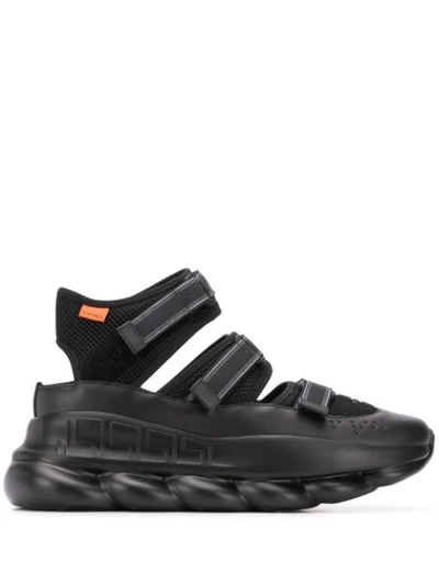 Shop Versace Chain Reaction Sandals In Black