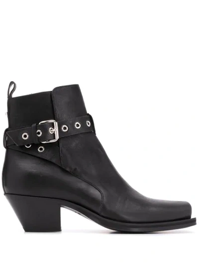 Shop Versace Wrap-around Strap Ankle Boots In Black