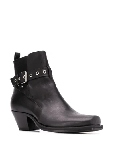 Shop Versace Wrap-around Strap Ankle Boots In Black