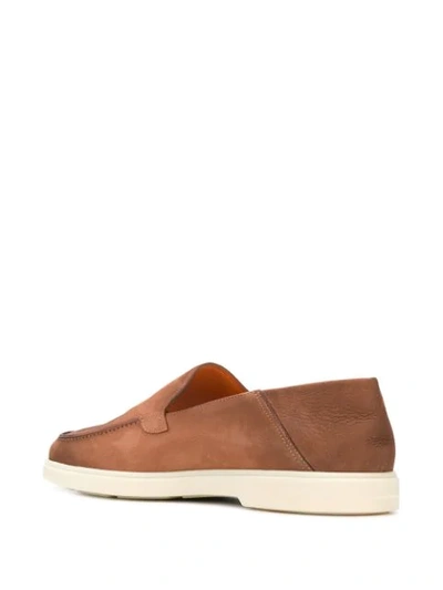 Shop Santoni Flat Sole Loafers In Brown