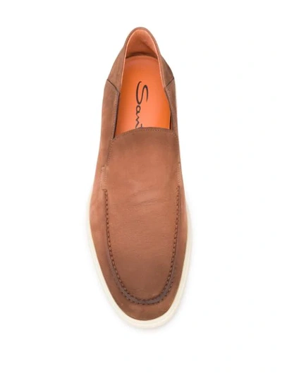 Shop Santoni Flat Sole Loafers In Brown