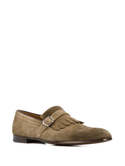 Shop Doucal's Kilty Buckled Loafers In Brown