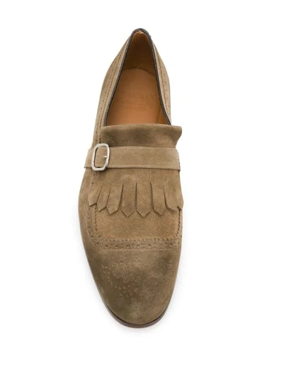 Shop Doucal's Kilty Buckled Loafers In Brown