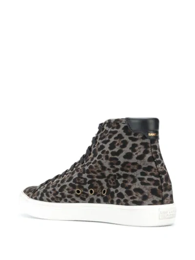 Shop Saint Laurent Leopard Print Malibu High-top Sneakers In Grey