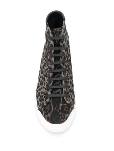 Shop Saint Laurent Leopard Print Malibu High-top Sneakers In Grey
